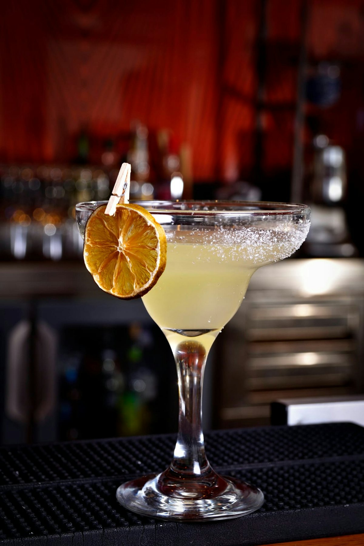 Cocktails on the bar at sunset