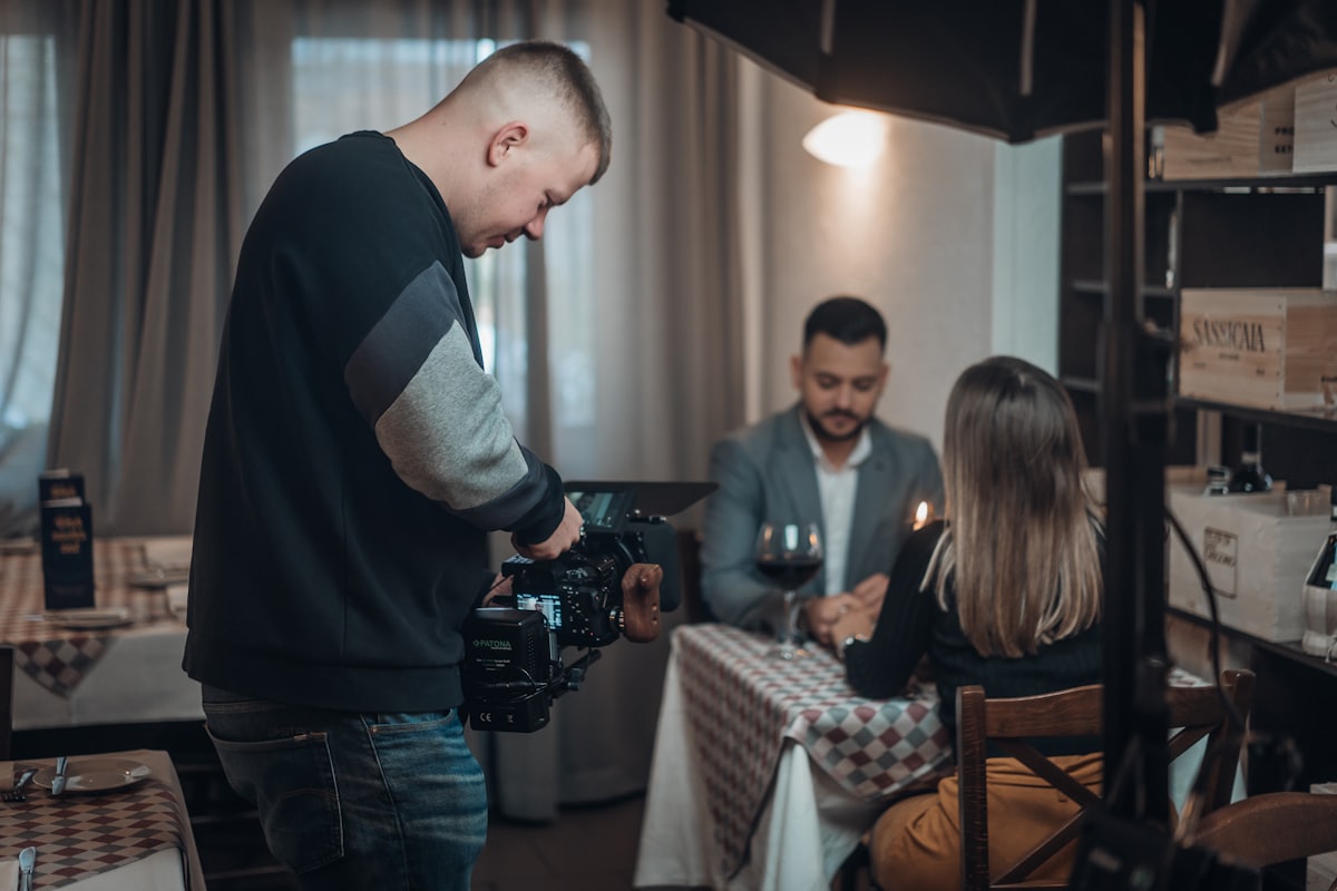 Two guests enjoying dinner together