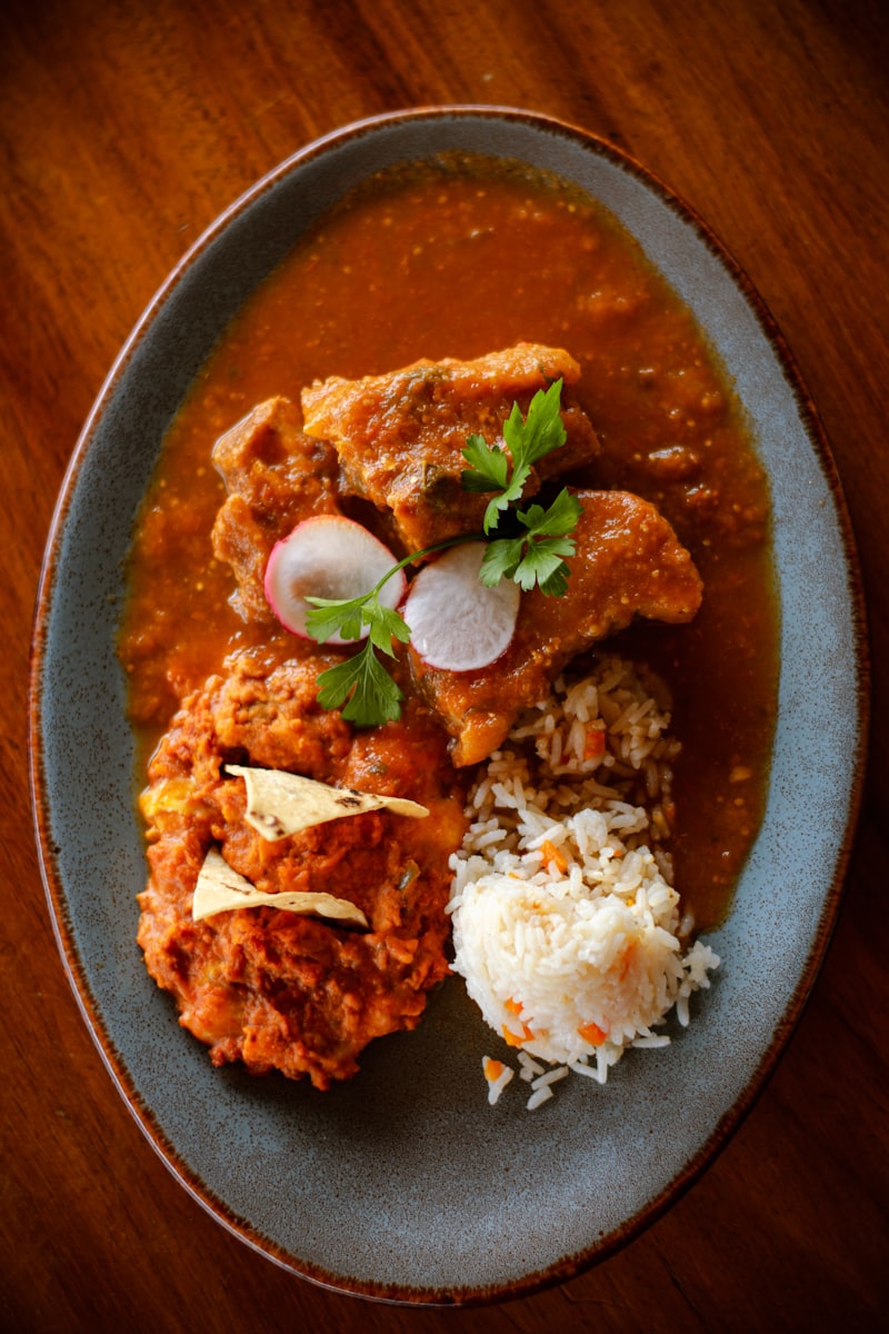 Mole poblano plated